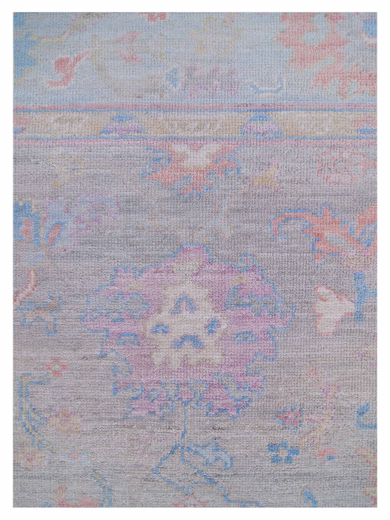 Pacific Ushak Wool Weft 42805 Grey Blue Transitional Hand Knotted Rug