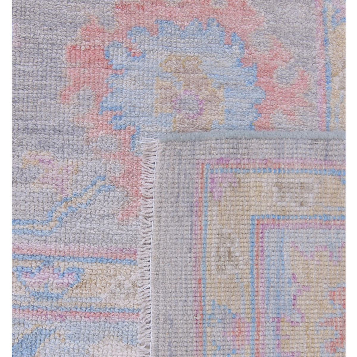 Pacific Ushak Wool Weft 42805 Grey Blue Transitional Hand Knotted Rug
