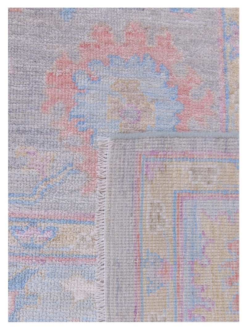 Pacific Ushak Wool Weft 42805 Grey Blue Transitional Hand Knotted Rug