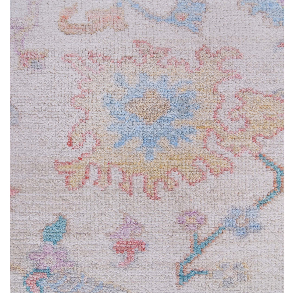 Pacific Ushak Wool Weft 42806 Ivory Blue Transitional Hand Knotted Rug