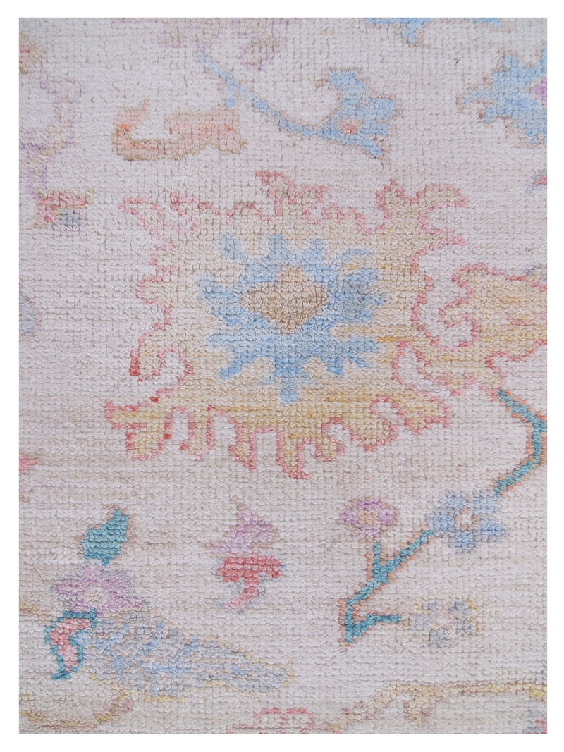 Pacific Ushak Wool Weft 42806 Ivory Blue Transitional Hand Knotted Rug
