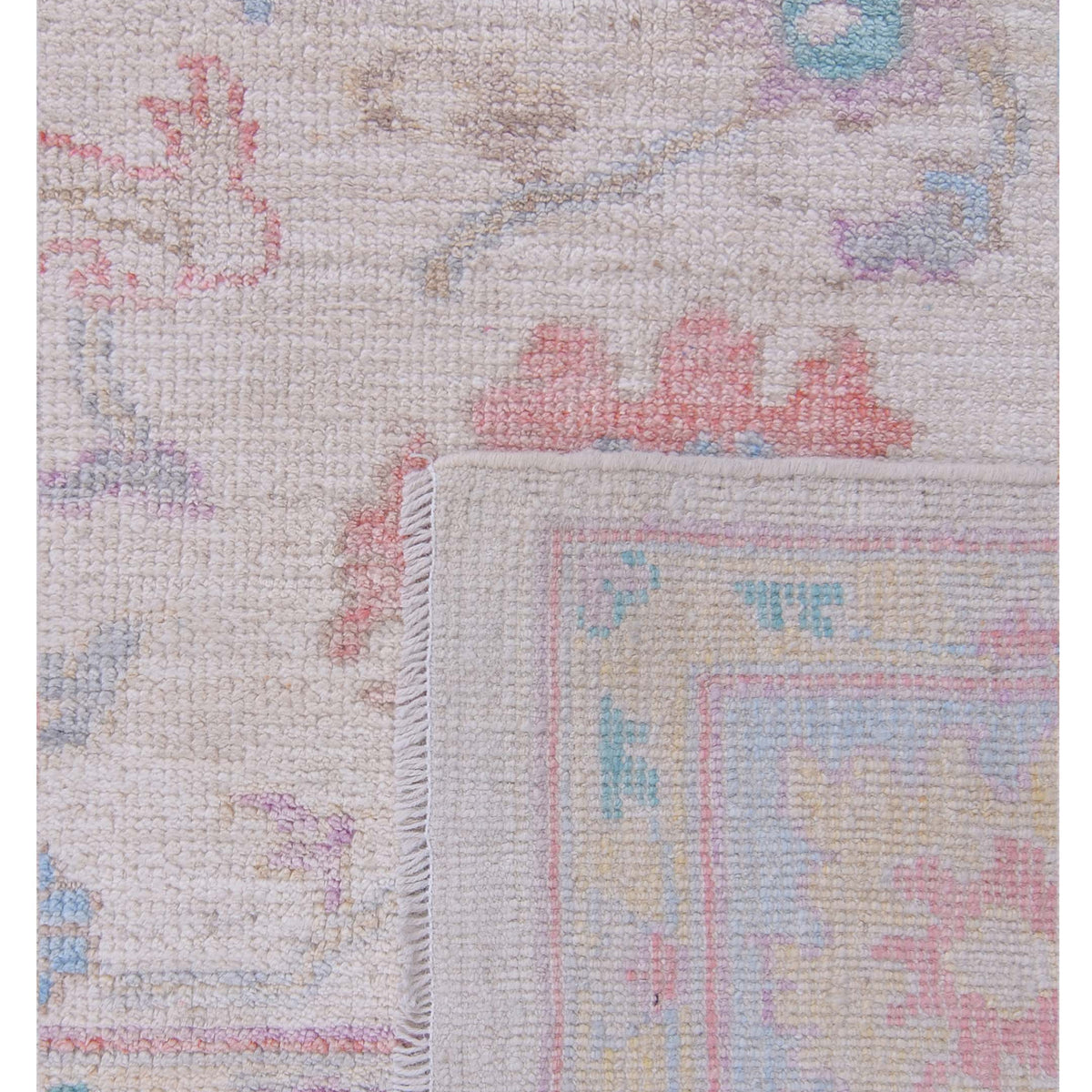 Pacific Ushak Wool Weft 42806 Ivory Blue Transitional Hand Knotted Rug