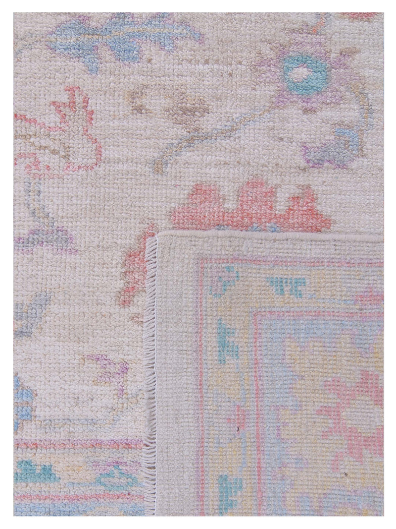 Pacific Ushak Wool Weft 42806 Ivory Blue Transitional Hand Knotted Rug