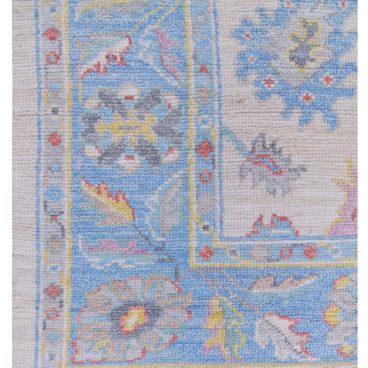 Pacific Ushak Wool Weft 42807 Ivory Blue Transitional Hand Knotted Rug