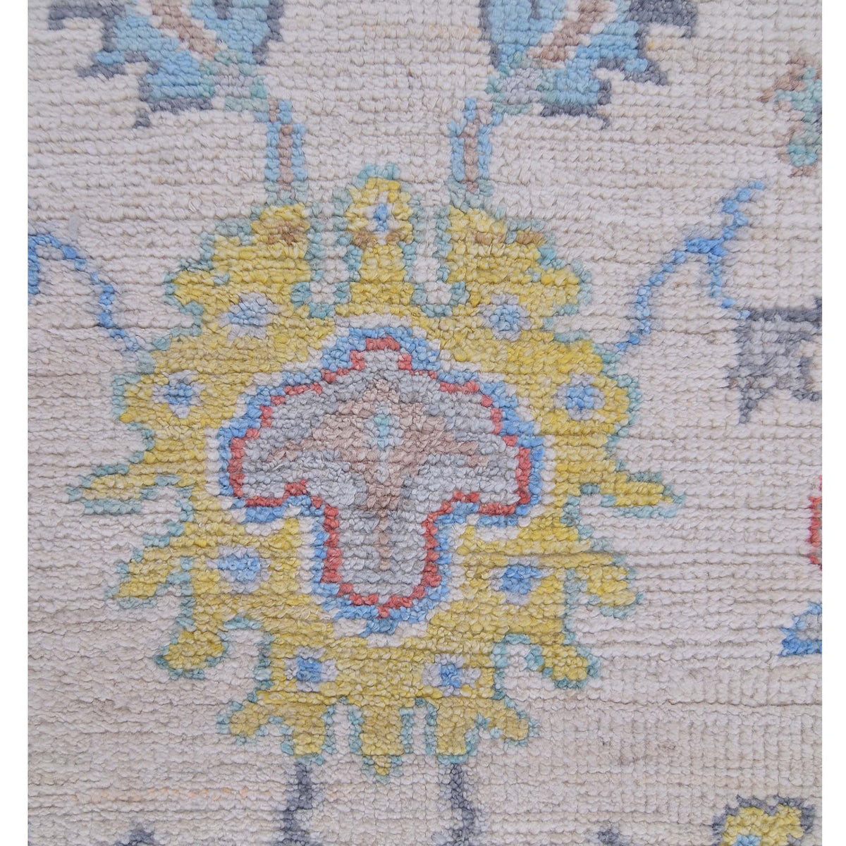 Pacific Ushak Wool Weft 42807 Ivory Blue Transitional Hand Knotted Rug