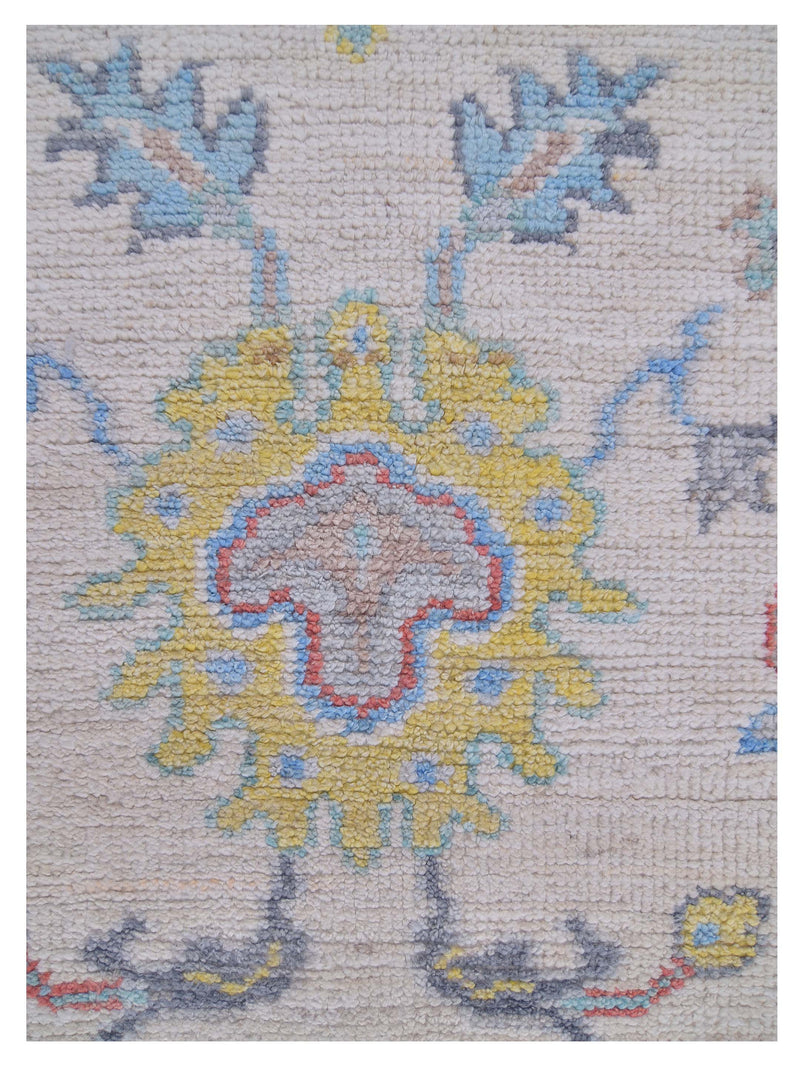 Pacific Ushak Wool Weft 42807 Ivory Blue Transitional Hand Knotted Rug