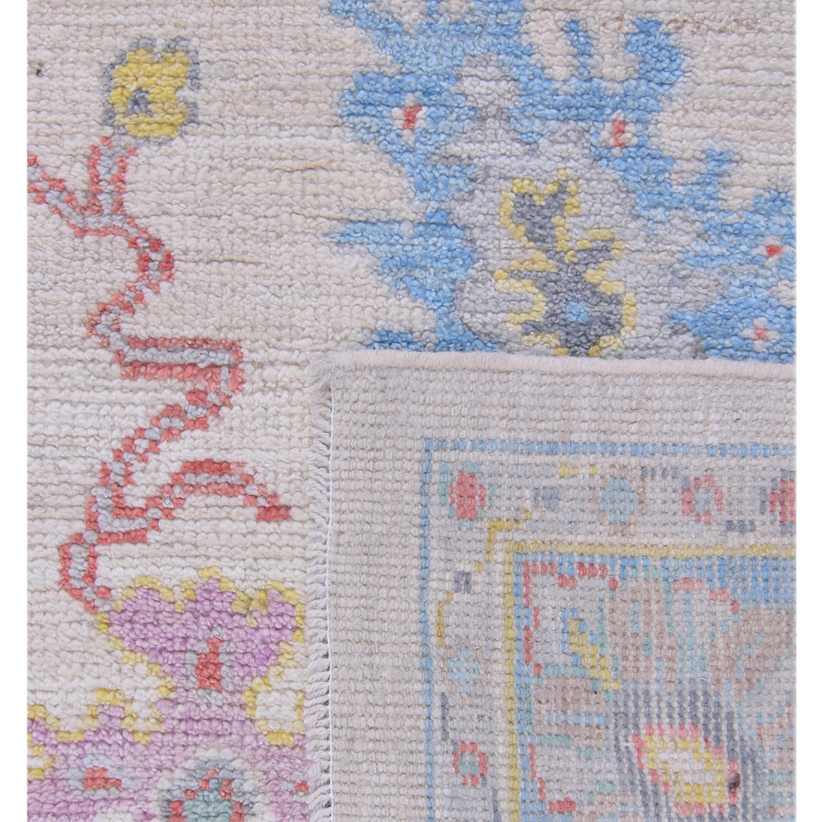 Pacific Ushak Wool Weft 42807 Ivory Blue Transitional Hand Knotted Rug