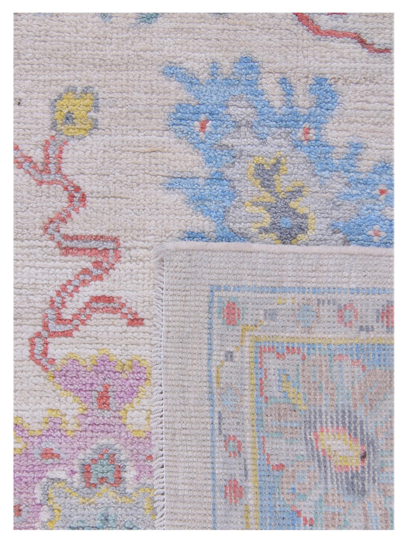 Pacific Ushak Wool Weft 42807 Ivory Blue Transitional Hand Knotted Rug