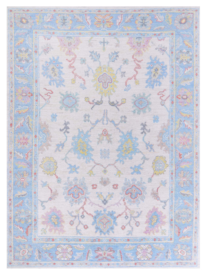 Pacific Ushak Wool Weft  Ivory Blue Transitional