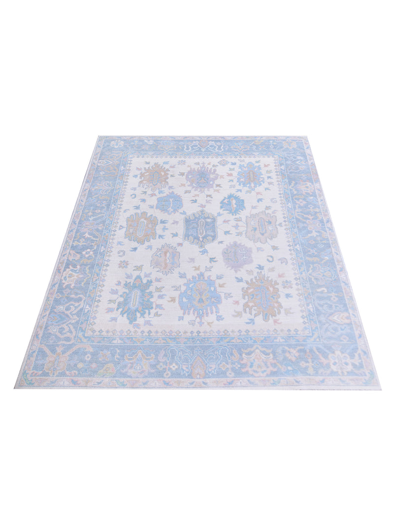 Pacific Ushak Wool Weft 42813 Ivory Grey Transitional Hand Knotted Rug