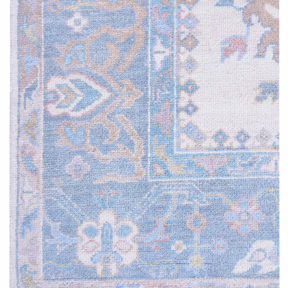 Pacific Ushak Wool Weft 42813 Ivory Grey Transitional Hand Knotted Rug