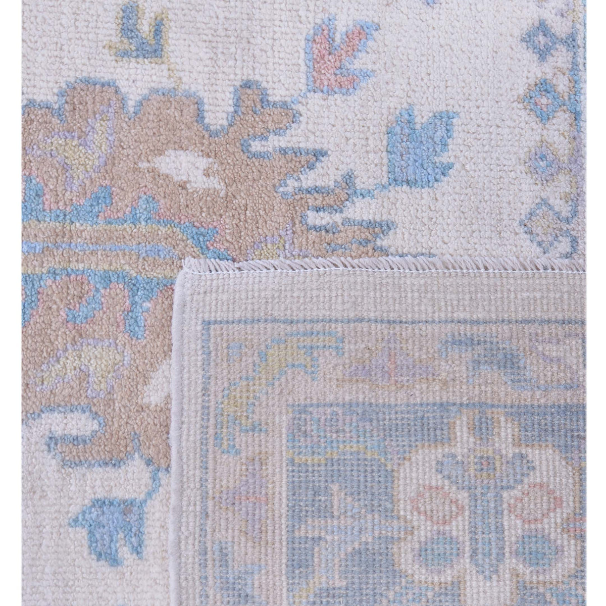 Pacific Ushak Wool Weft 42813 Ivory Grey Transitional Hand Knotted Rug