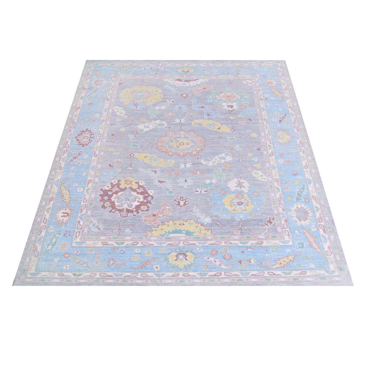Pacific Ushak Wool Weft 42815 Lilac Blue Transitional Hand Knotted Rug