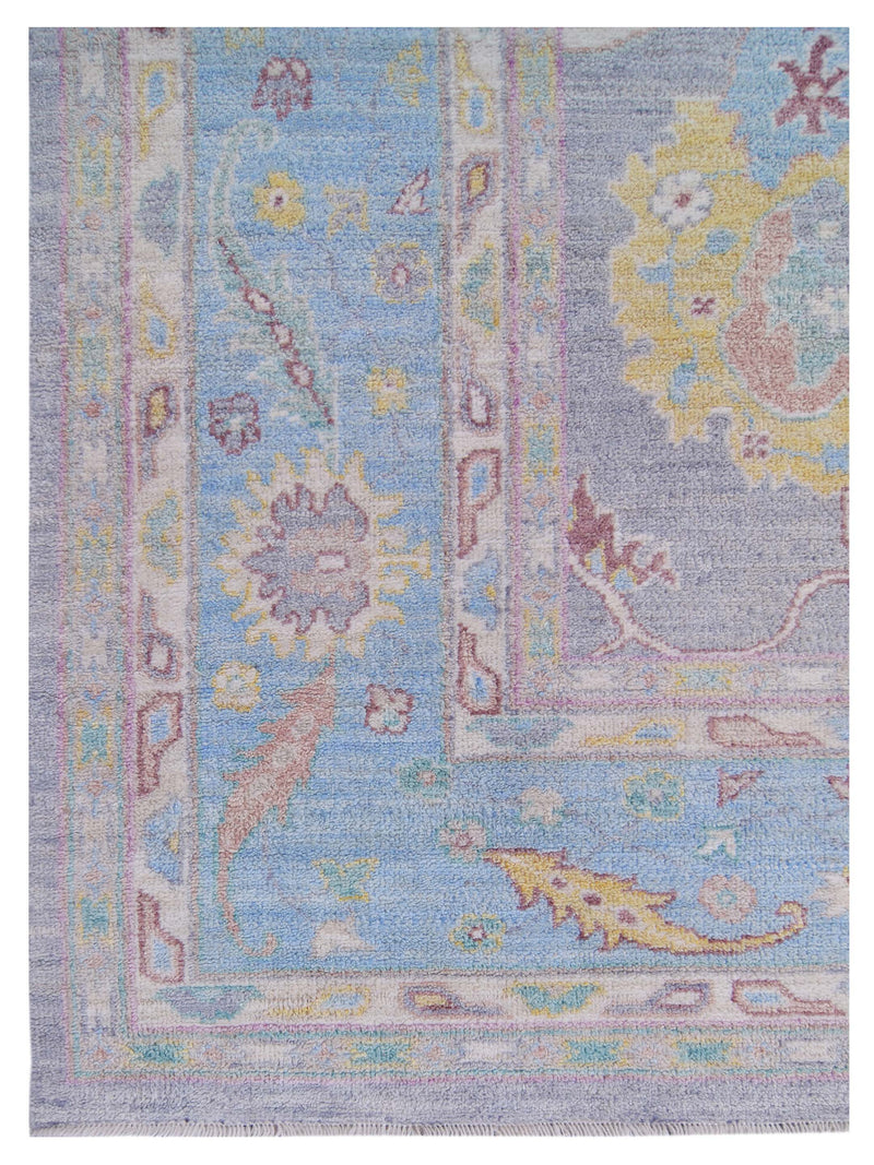 Pacific Ushak Wool Weft 42815 Lilac Blue Transitional Hand Knotted Rug