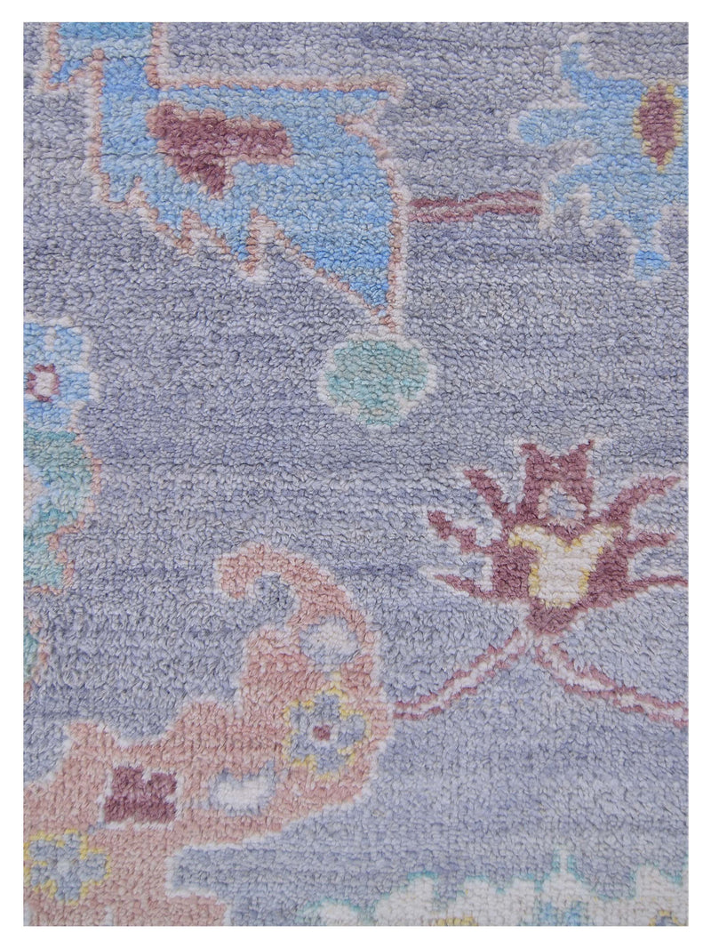 Pacific Ushak Wool Weft 42815 Lilac Blue Transitional Hand Knotted Rug