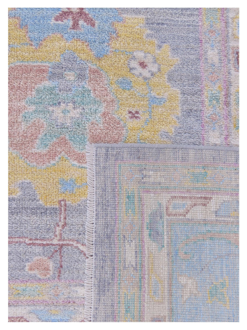 Pacific Ushak Wool Weft 42815 Lilac Blue Transitional Hand Knotted Rug