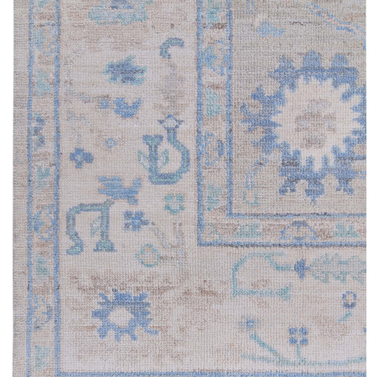 Pacific Ushak Wool Weft 42816 Beige Ivory Transitional Hand Knotted Rug