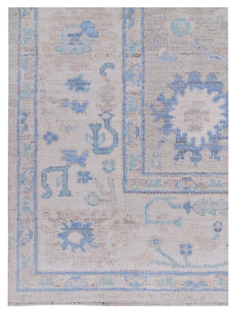 Pacific Ushak Wool Weft 42816 Beige Ivory Transitional Hand Knotted Rug