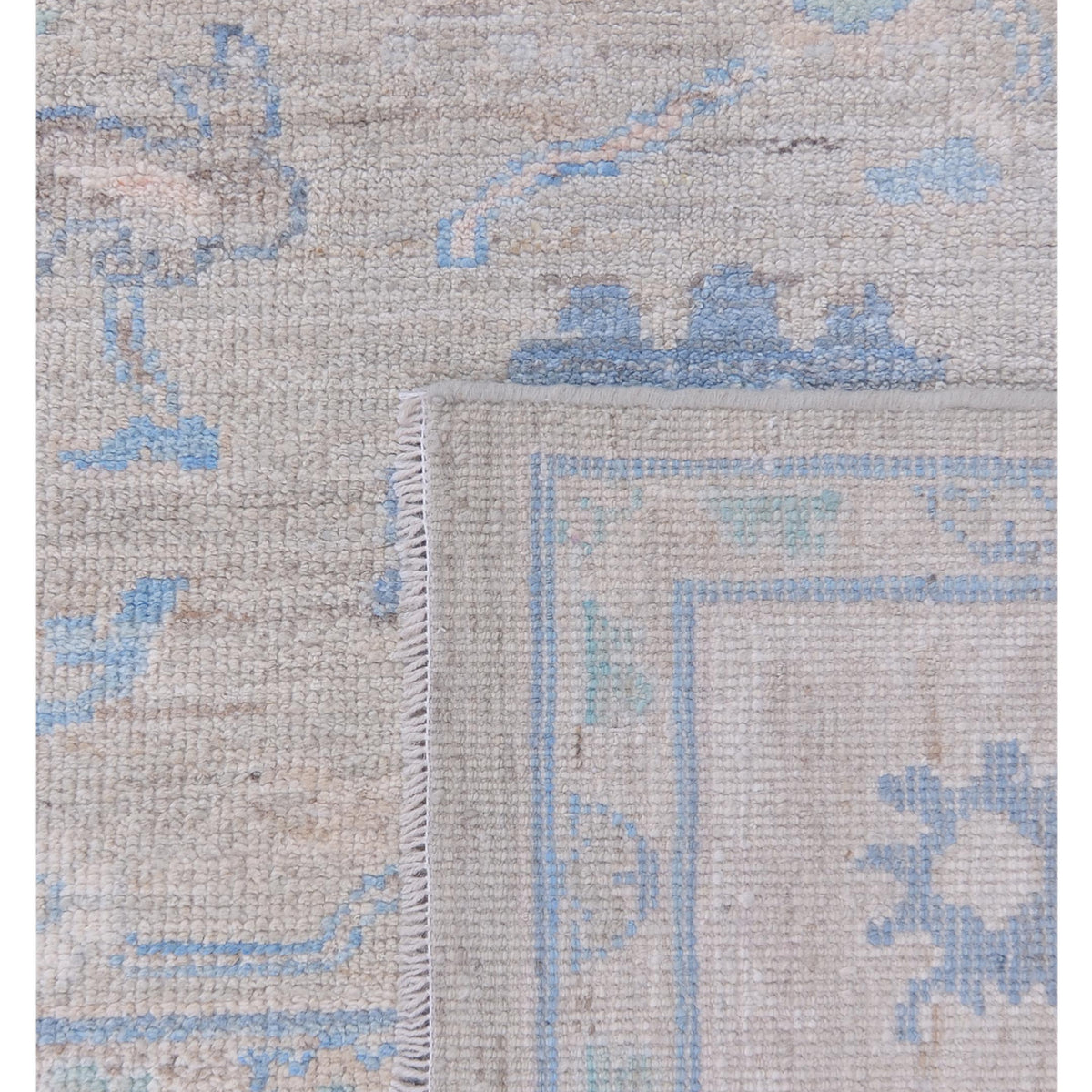Pacific Ushak Wool Weft 42816 Beige Ivory Transitional Hand Knotted Rug