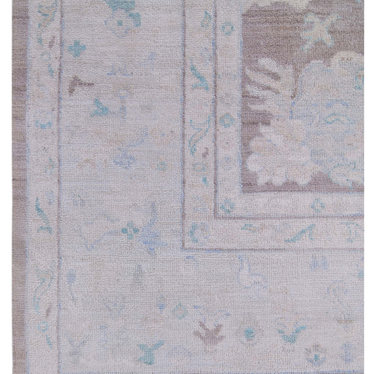 Pacific Ushak Wool Weft 42826 Brown Ivory Transitional Hand Knotted Rug