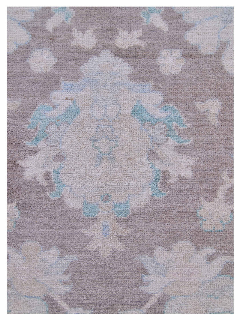 Pacific Ushak Wool Weft 42826 Brown Ivory Transitional Hand Knotted Rug