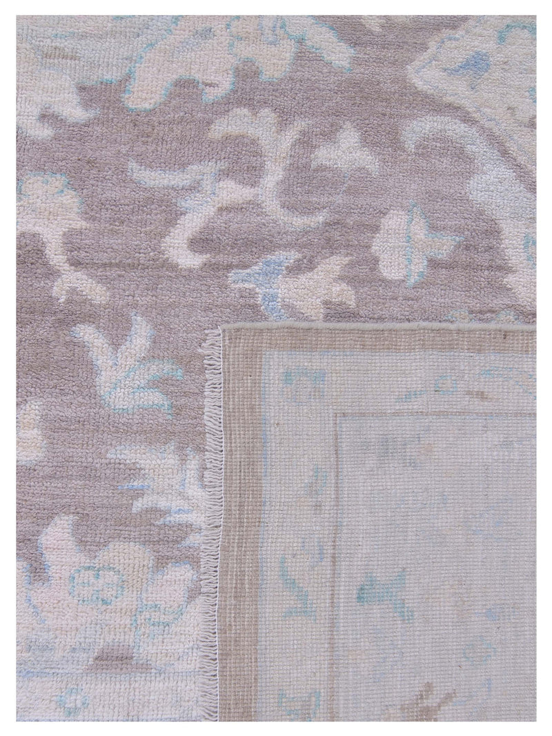 Pacific Ushak Wool Weft 42826 Brown Ivory Transitional Hand Knotted Rug