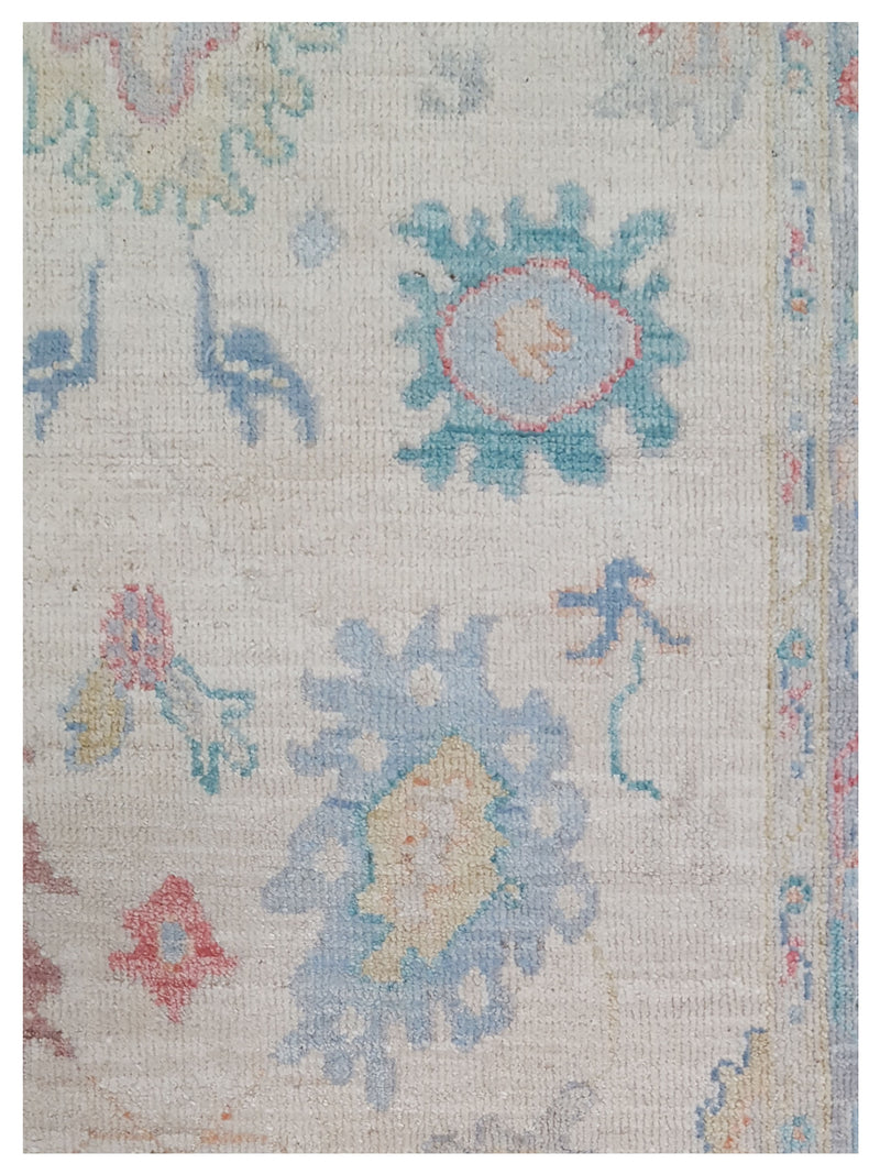 Pacific Ushak Wool Weft 42836 Ivory Grey Transitional Hand Knotted Rug