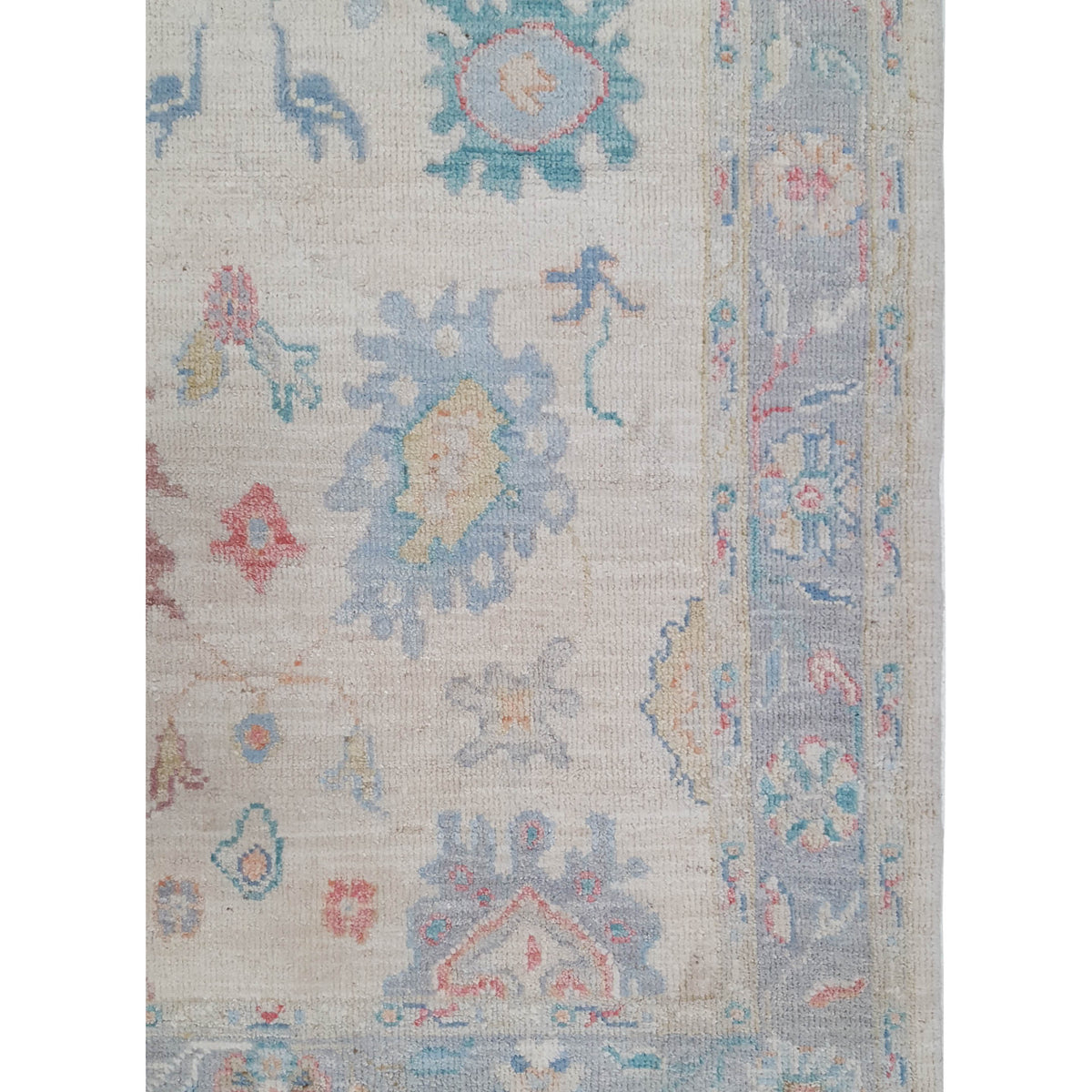 Pacific Ushak Wool Weft 42836 Ivory Grey Transitional Hand Knotted Rug