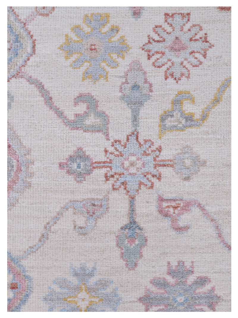 Pacific Ushak Wool Weft 42838 Ivory Beige Transitional Hand Knotted Rug