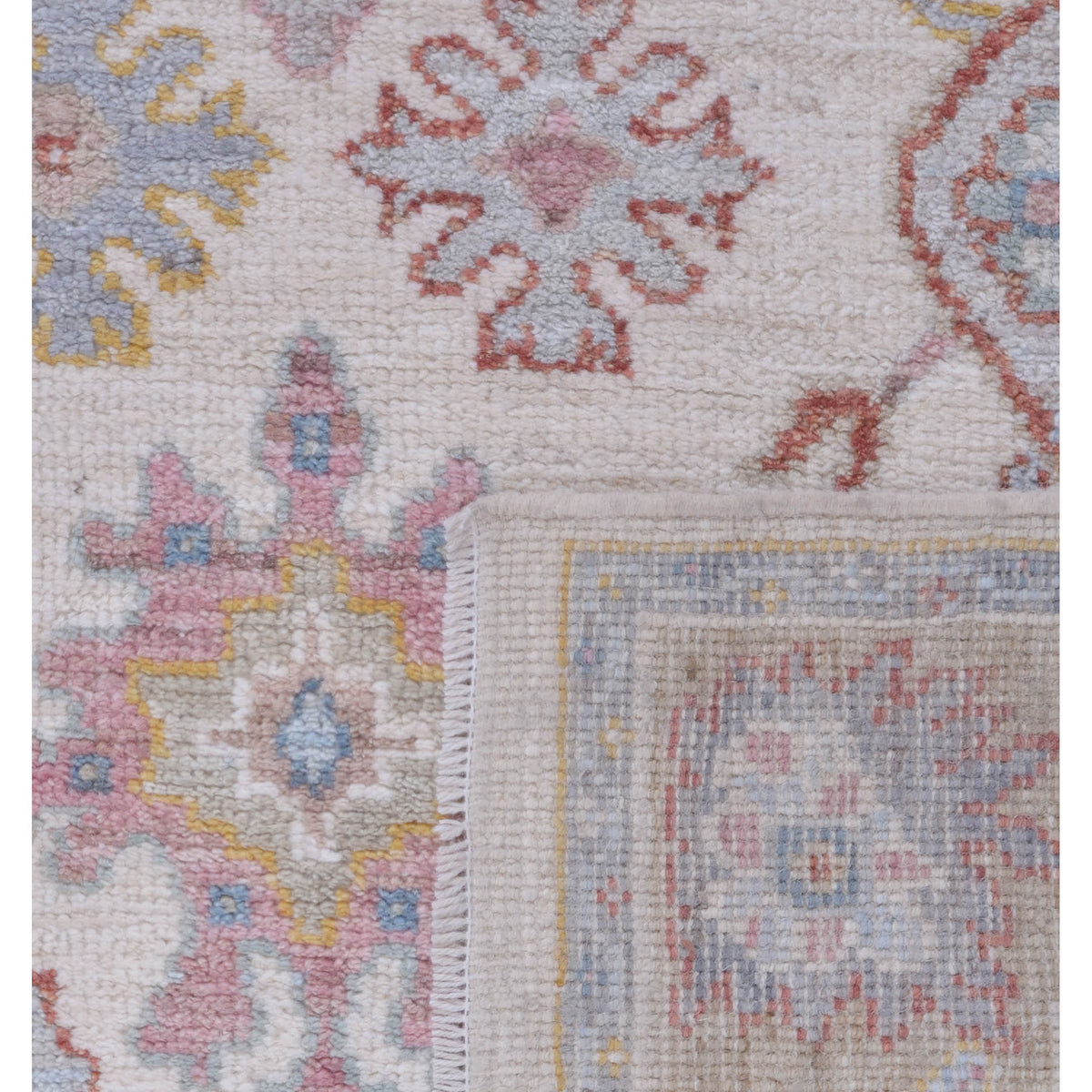 Pacific Ushak Wool Weft 42838 Ivory Beige Transitional Hand Knotted Rug