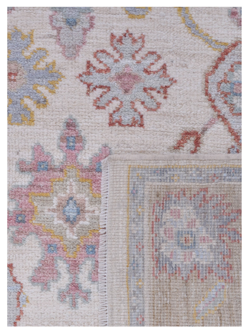 Pacific Ushak Wool Weft 42838 Ivory Beige Transitional Hand Knotted Rug