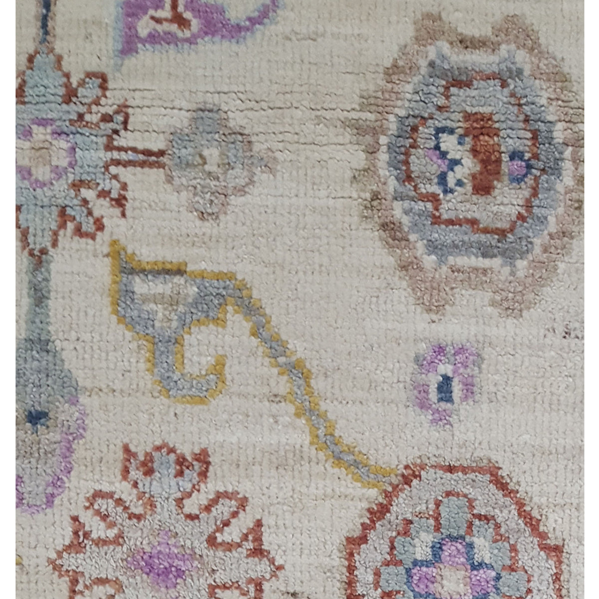 Pacific Ushak Wool Weft 42839 Ivory Beige Transitional Hand Knotted Rug
