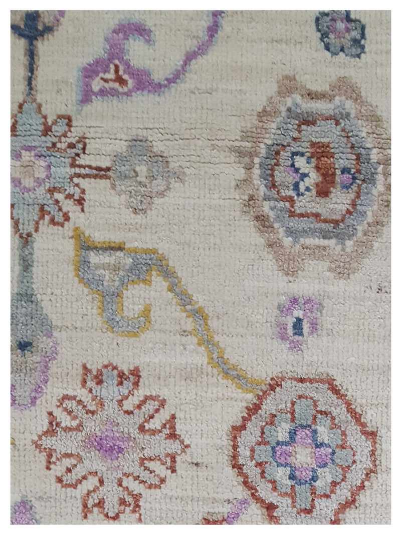 Pacific Ushak Wool Weft 42839 Ivory Beige Transitional Hand Knotted Rug