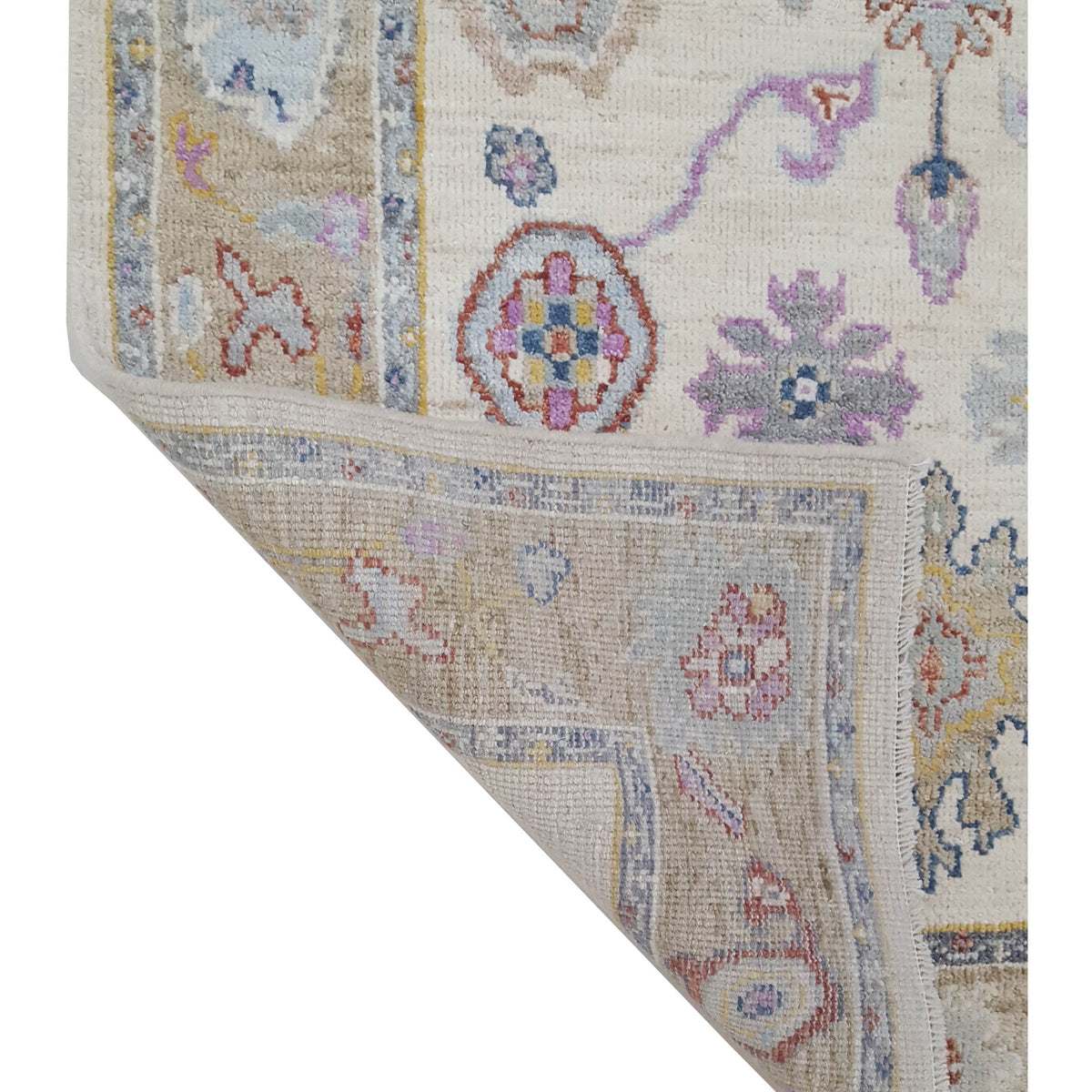 Pacific Ushak Wool Weft 42839 Ivory Beige Transitional Hand Knotted Rug