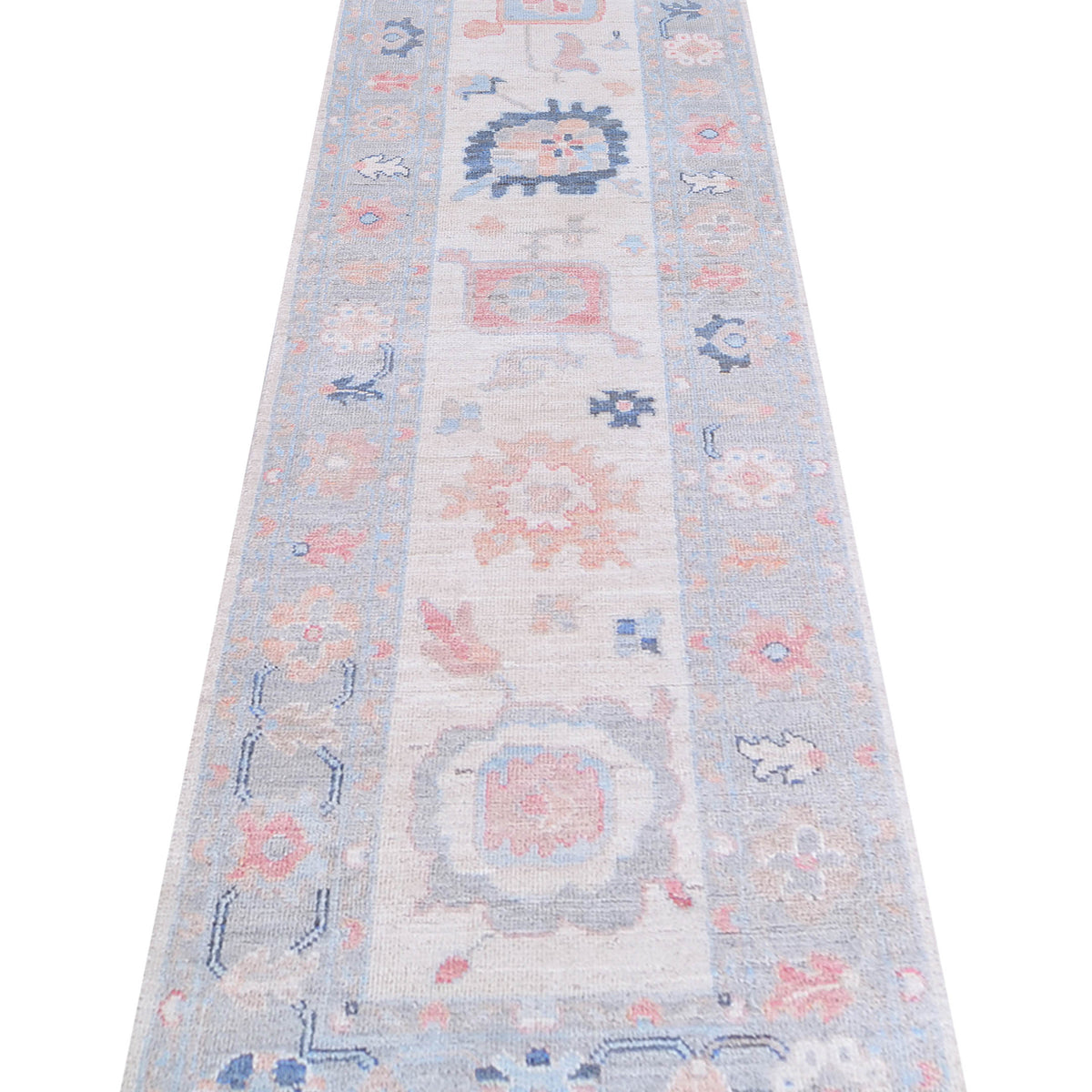 Pacific Ushak Wool Weft 42841 Ivory Grey Transitional Hand Knotted Rug