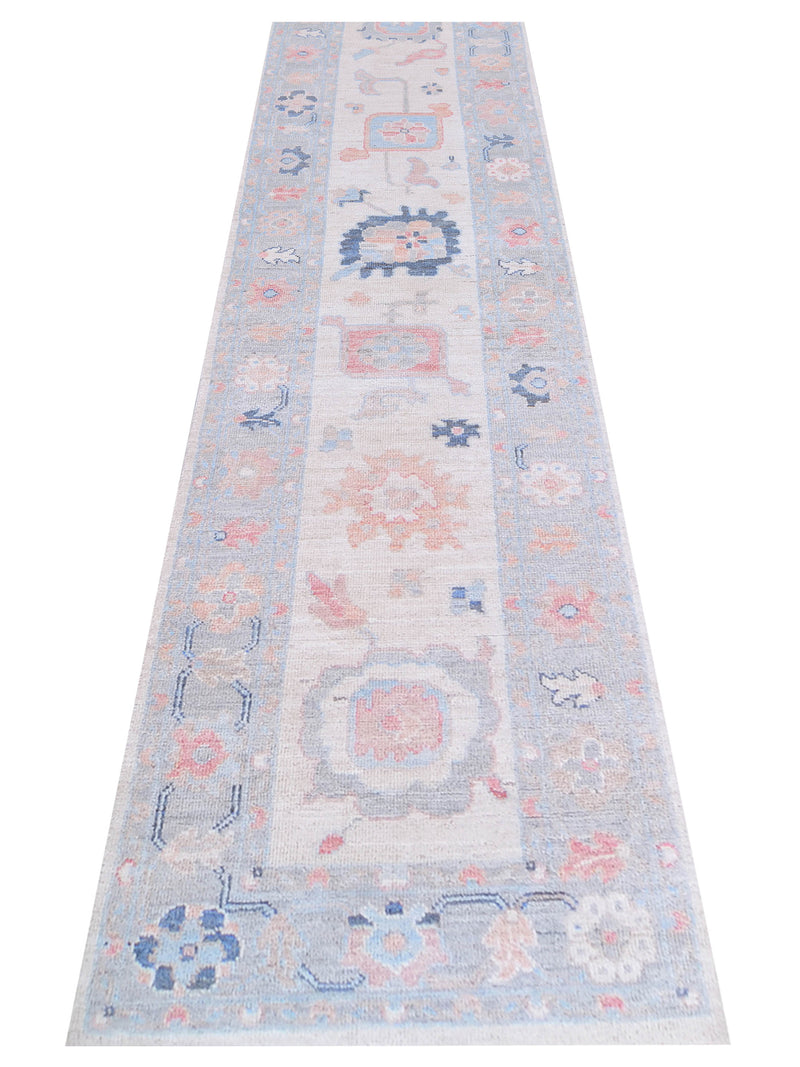 Pacific Ushak Wool Weft 42841 Ivory Grey Transitional Hand Knotted Rug