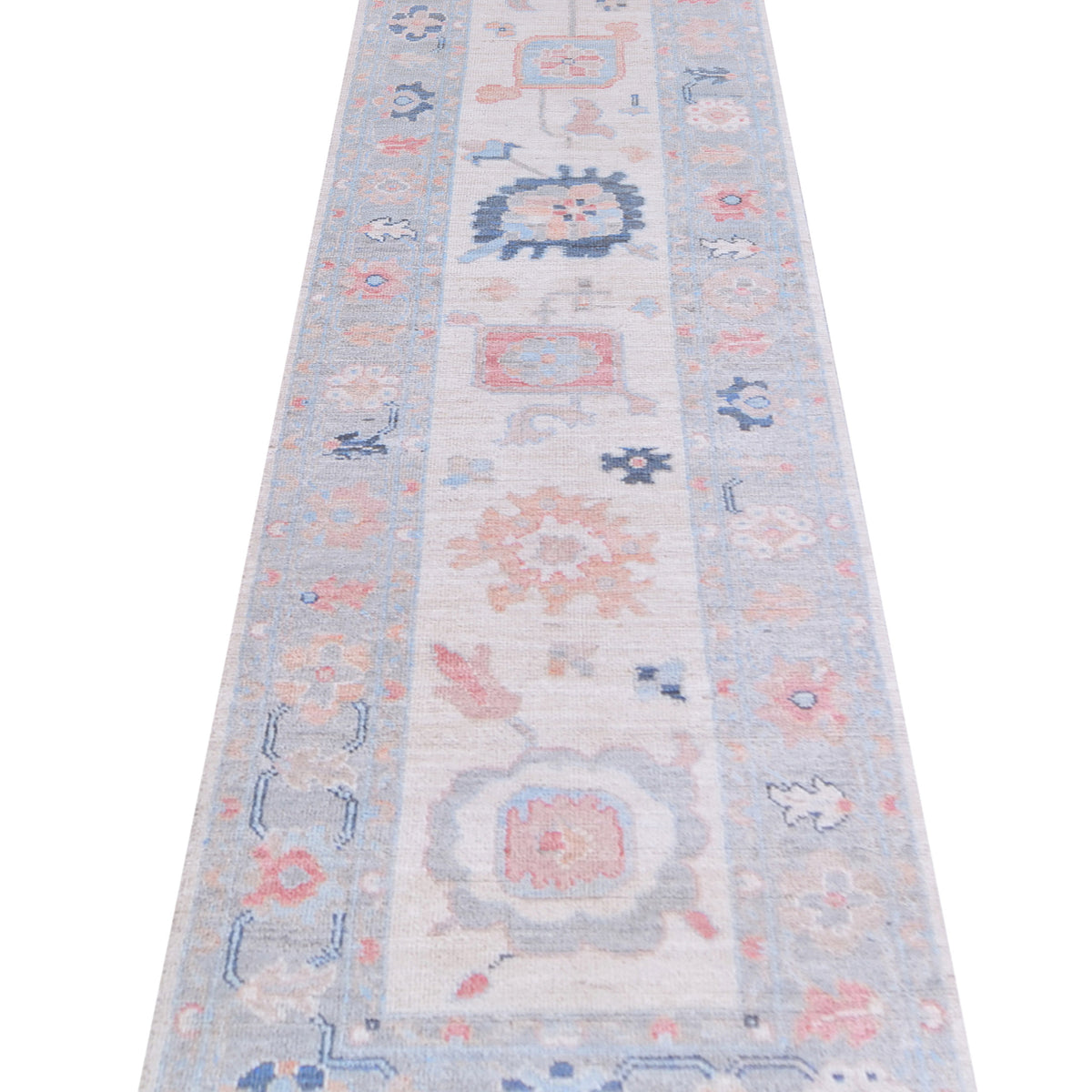 Pacific Ushak Wool Weft 42842 Ivory Grey Transitional Hand Knotted Rug