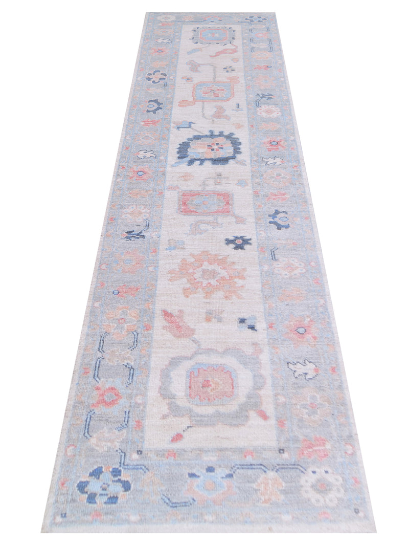 Pacific Ushak Wool Weft 42842 Ivory Grey Transitional Hand Knotted Rug