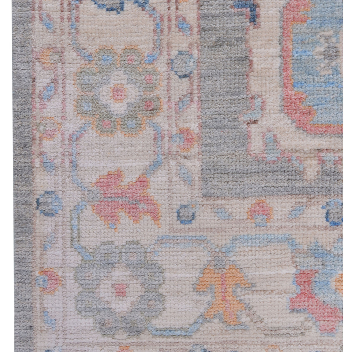 Pacific Ushak Wool Weft 42843 Grey Ivory Transitional Hand Knotted Rug