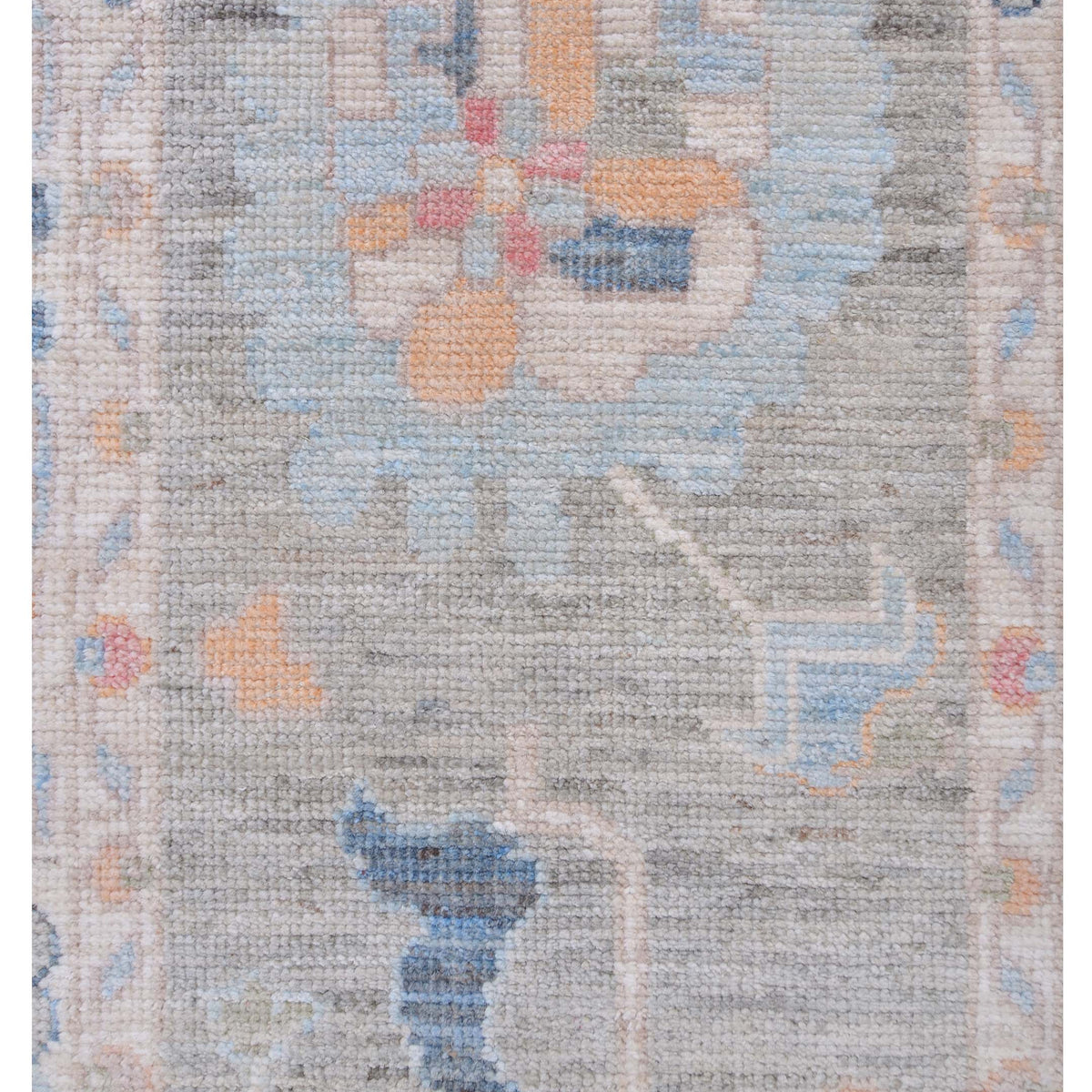 Pacific Ushak Wool Weft 42843 Grey Ivory Transitional Hand Knotted Rug