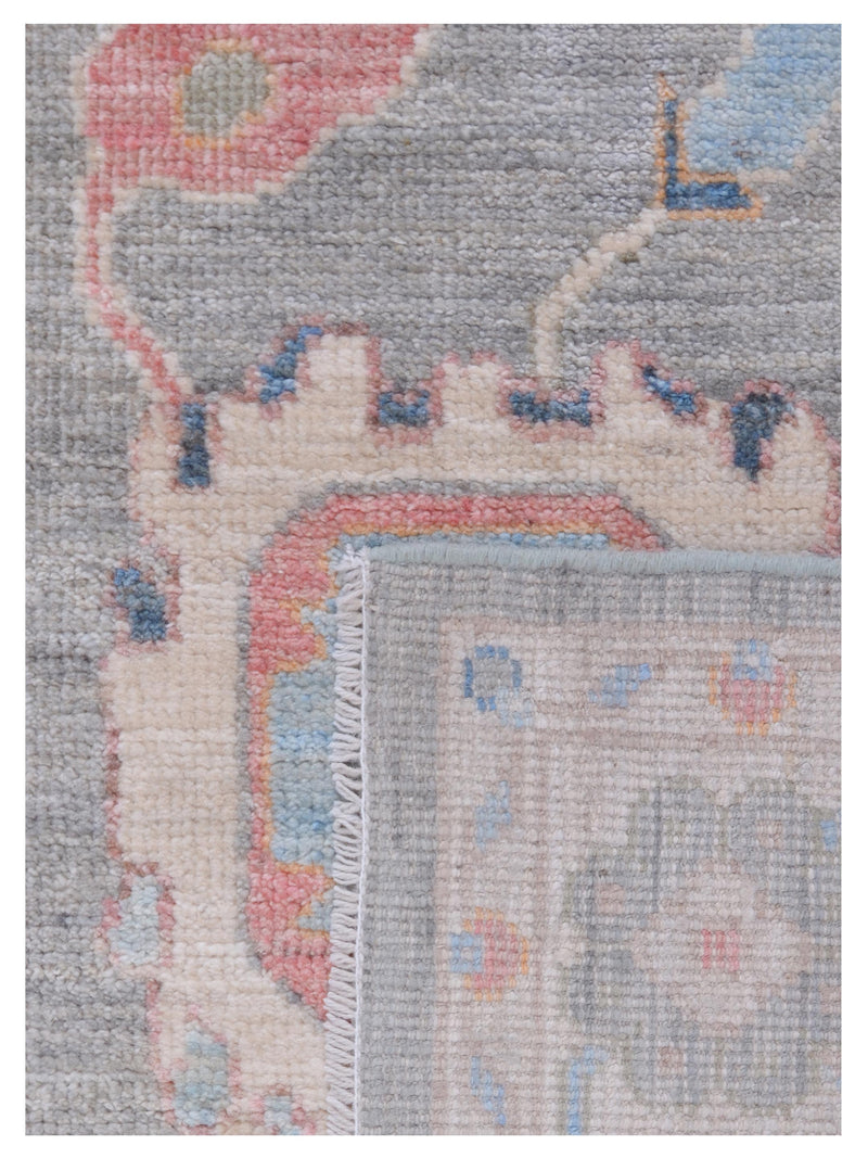 Pacific Ushak Wool Weft 42843 Grey Ivory Transitional Hand Knotted Rug