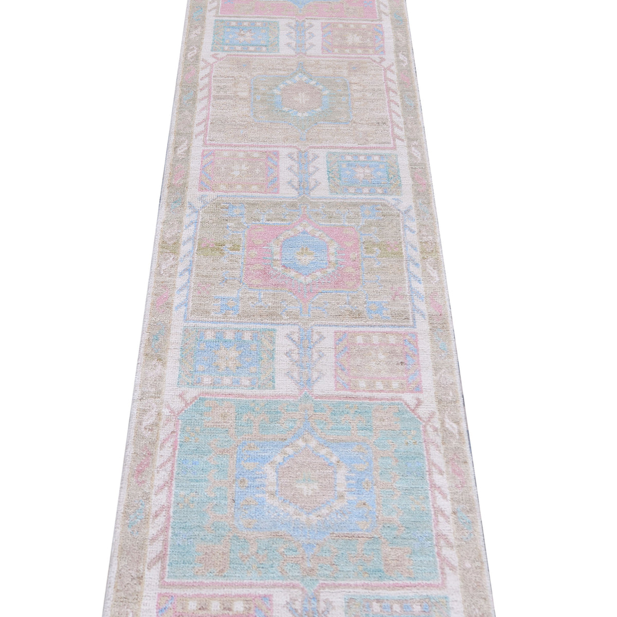 Pacific Ushak Wool Weft 42845 Ivory Lt.Green Transitional Hand Knotted Rug