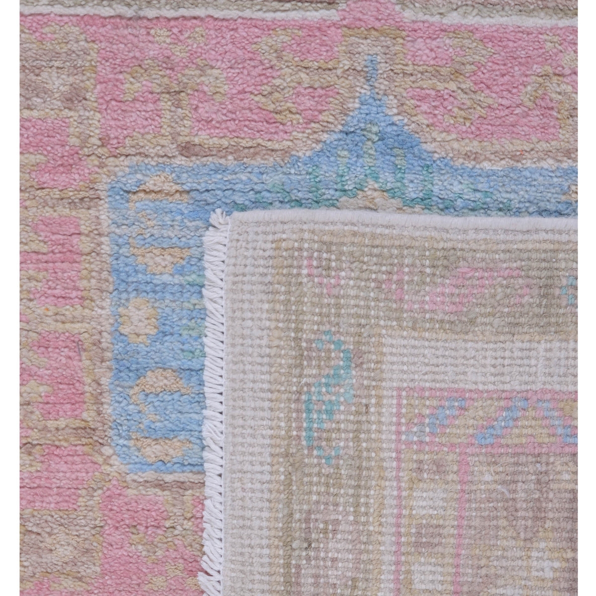 Pacific Ushak Wool Weft 42845 Ivory Lt.Green Transitional Hand Knotted Rug