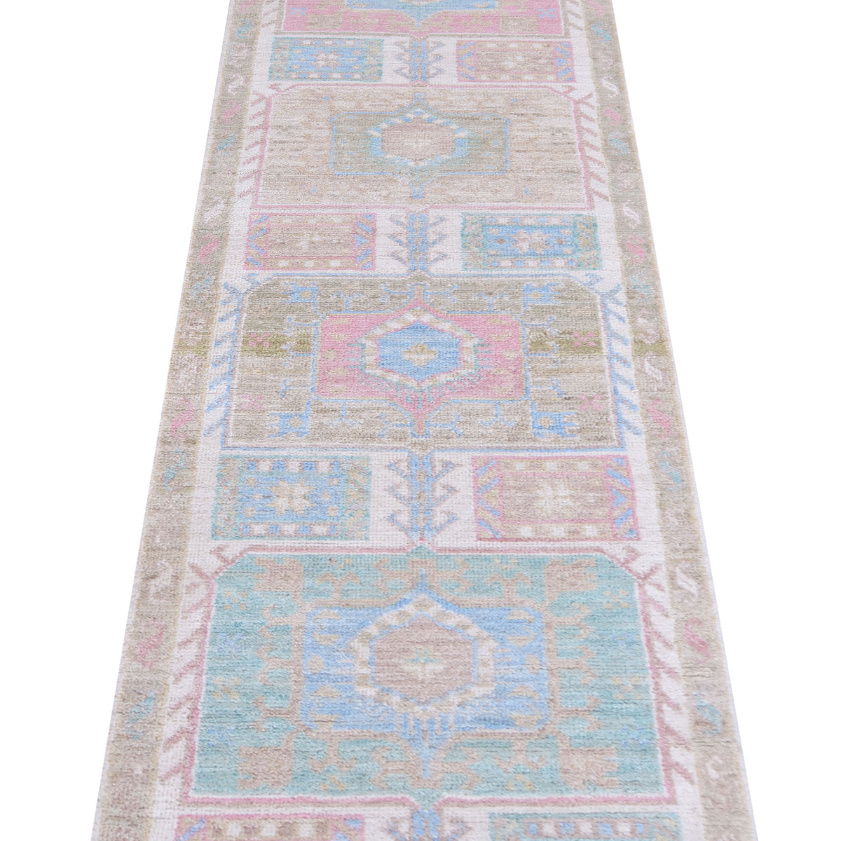 Pacific Ushak Wool Weft 42846 Ivory Lt.Green Transitional Hand Knotted Rug