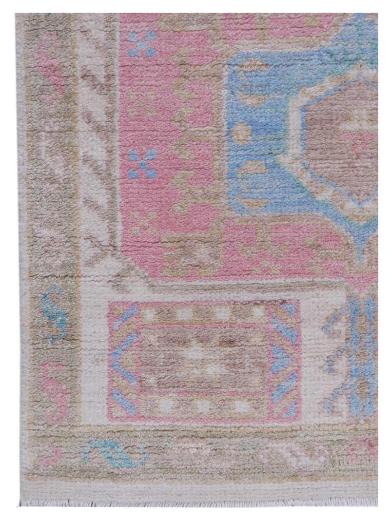 Pacific Ushak Wool Weft 42846 Ivory Lt.Green Transitional Hand Knotted Rug