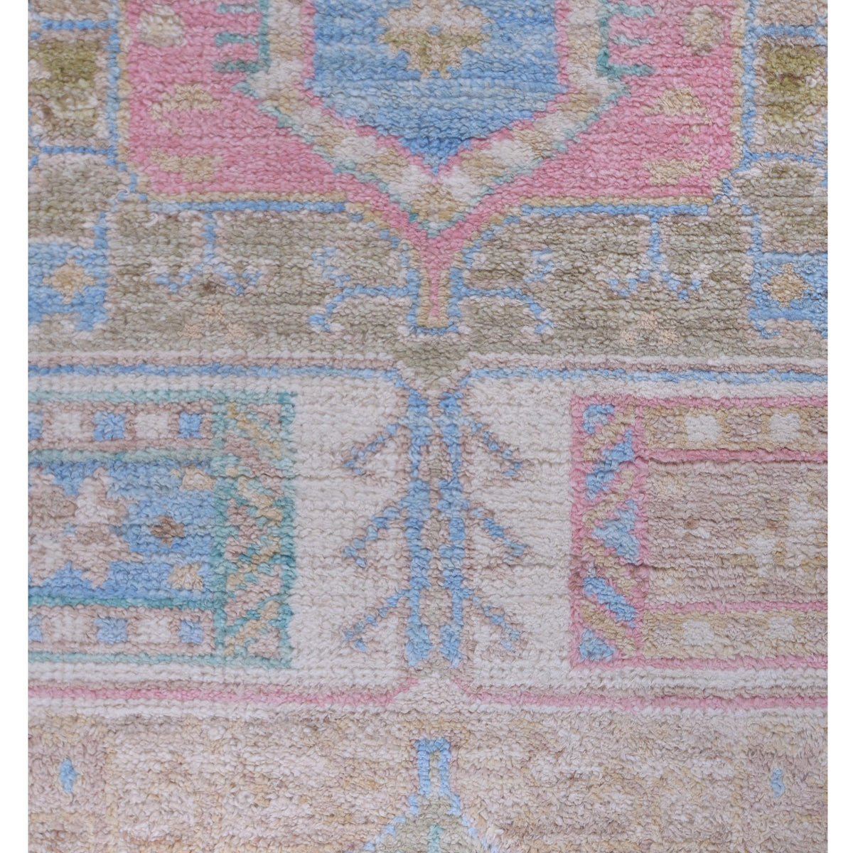 Pacific Ushak Wool Weft 42846 Ivory Lt.Green Transitional Hand Knotted Rug