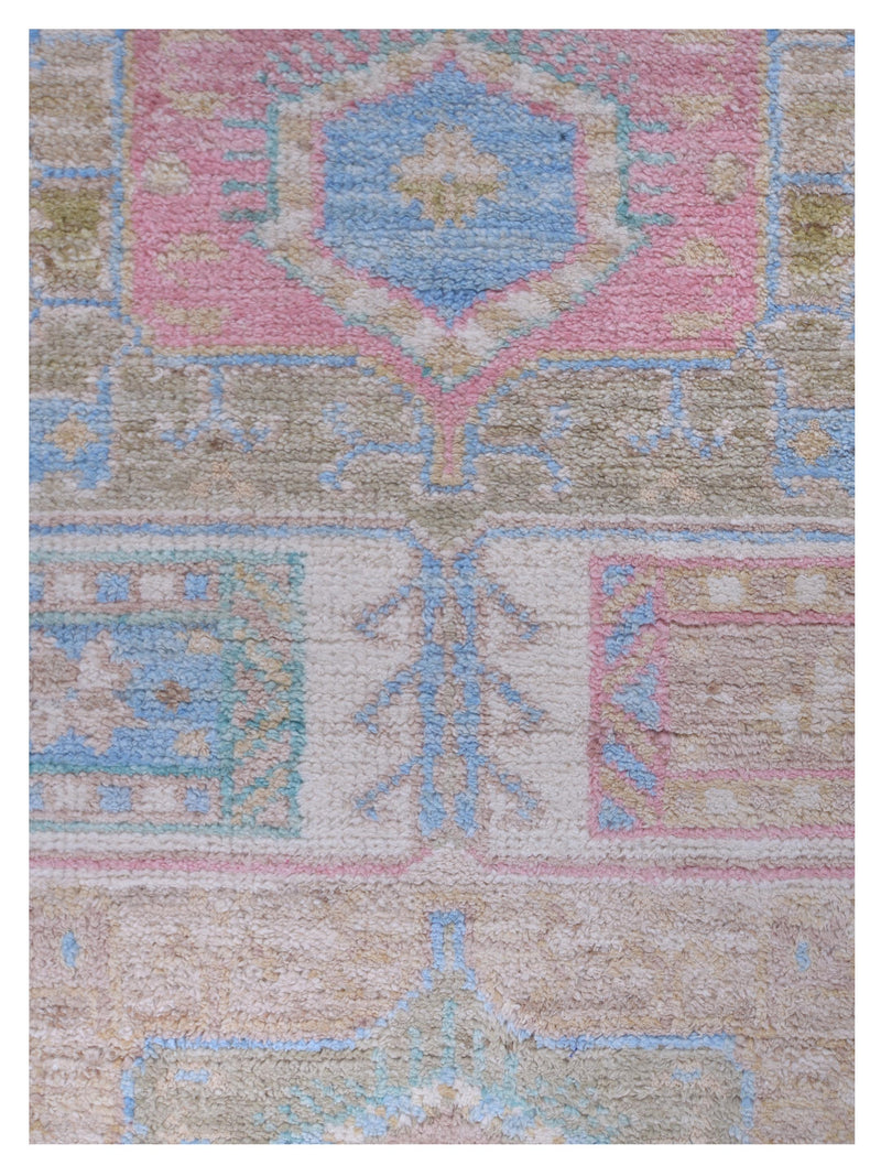 Pacific Ushak Wool Weft 42846 Ivory Lt.Green Transitional Hand Knotted Rug