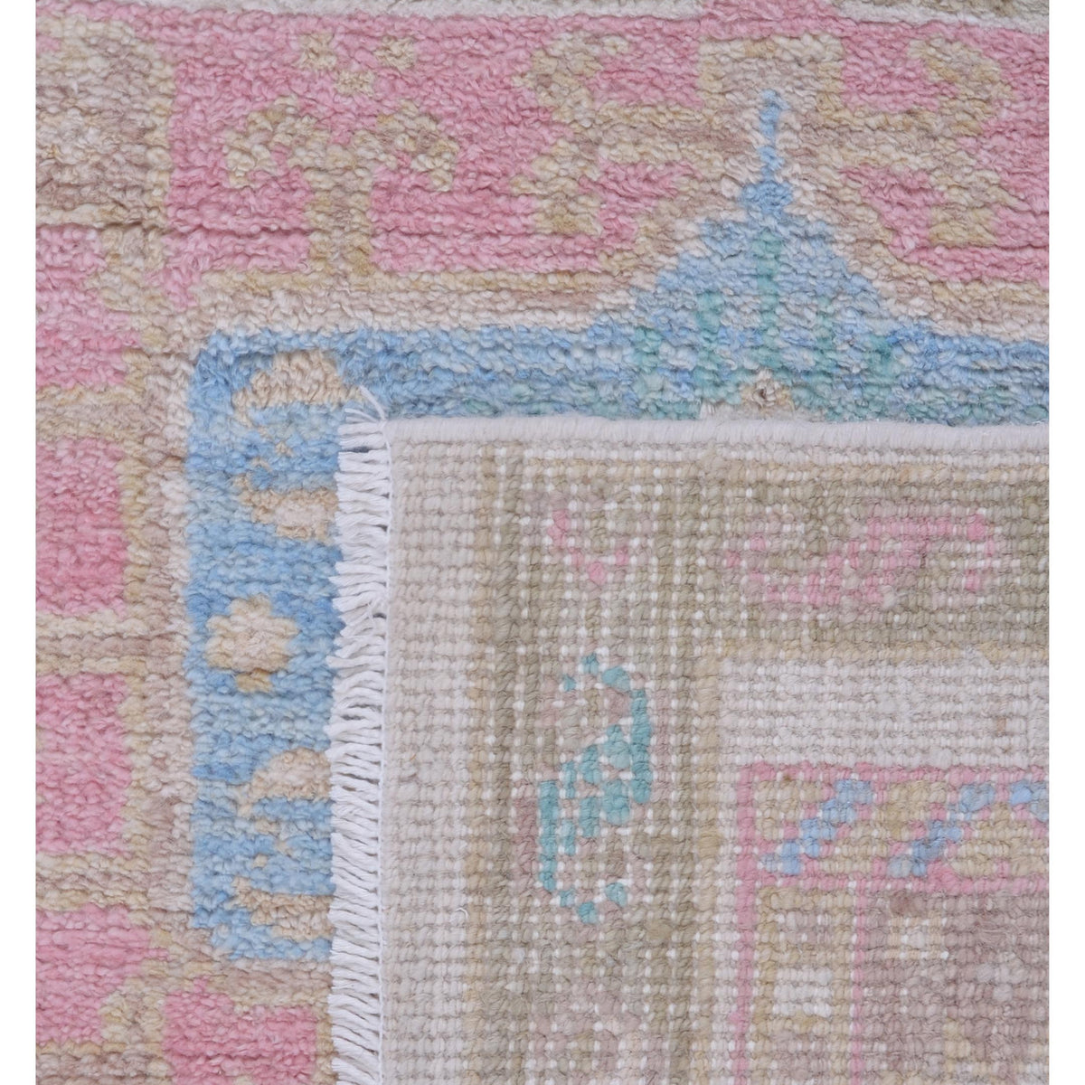 Pacific Ushak Wool Weft 42846 Ivory Lt.Green Transitional Hand Knotted Rug