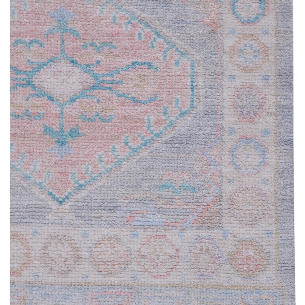 Pacific Ushak Wool Weft 42852 Grey Ivory Transitional Hand Knotted Rug