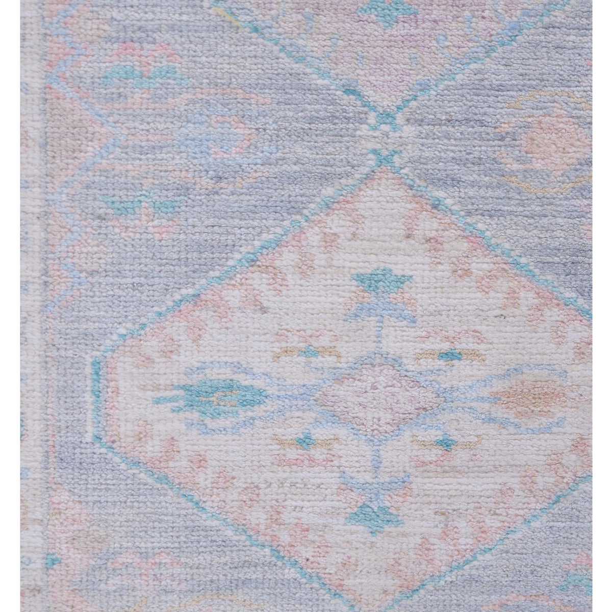 Pacific Ushak Wool Weft 42852 Grey Ivory Transitional Hand Knotted Rug